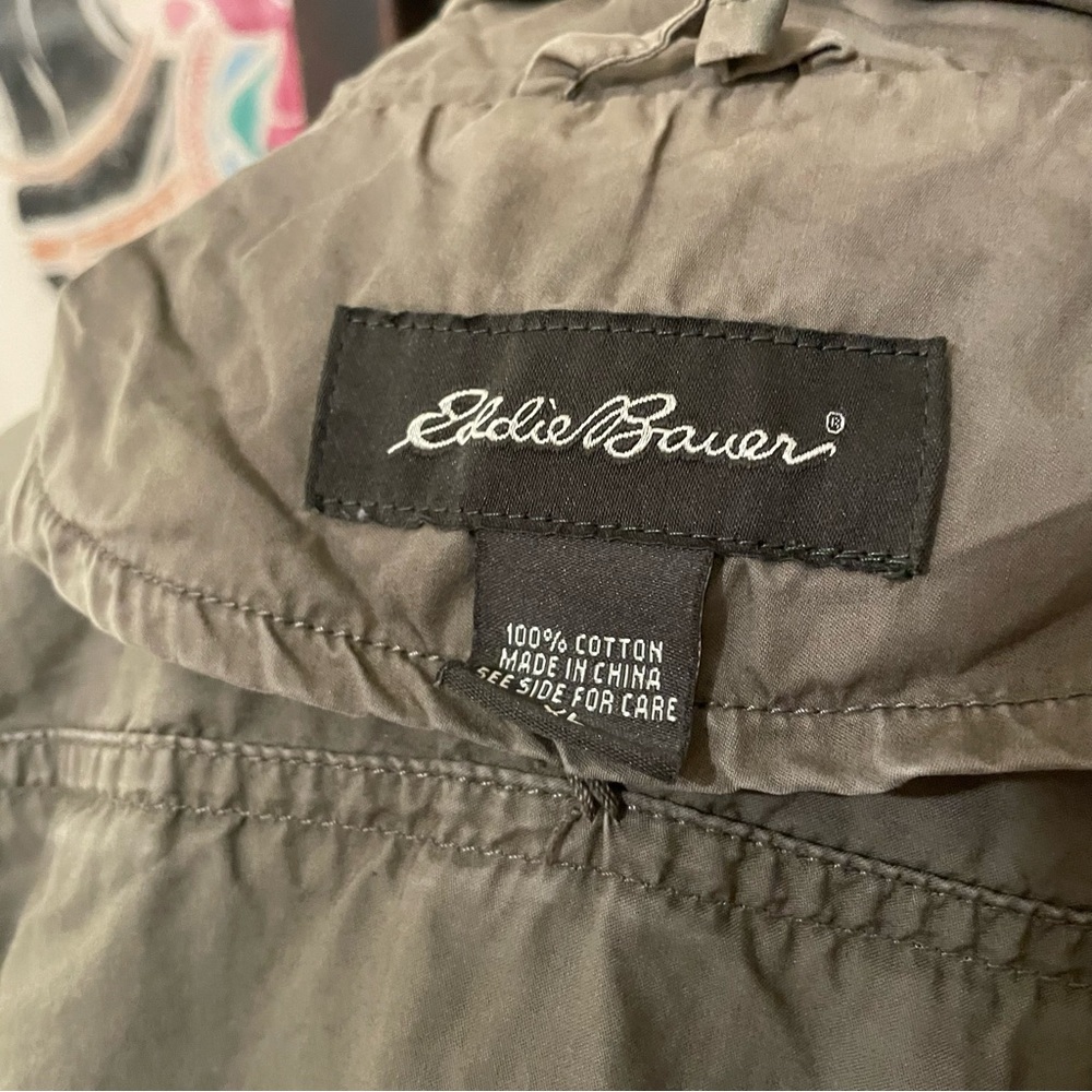 EDDIE BAUER Khaki Green 100% Cotton Utility Jacket XL - Picture 6 of 9